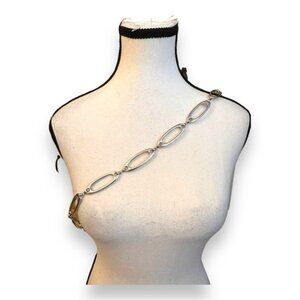 Women’s Silver Open Oval Adjustable Fashion Chain Belt L - 3X 35” - 49”